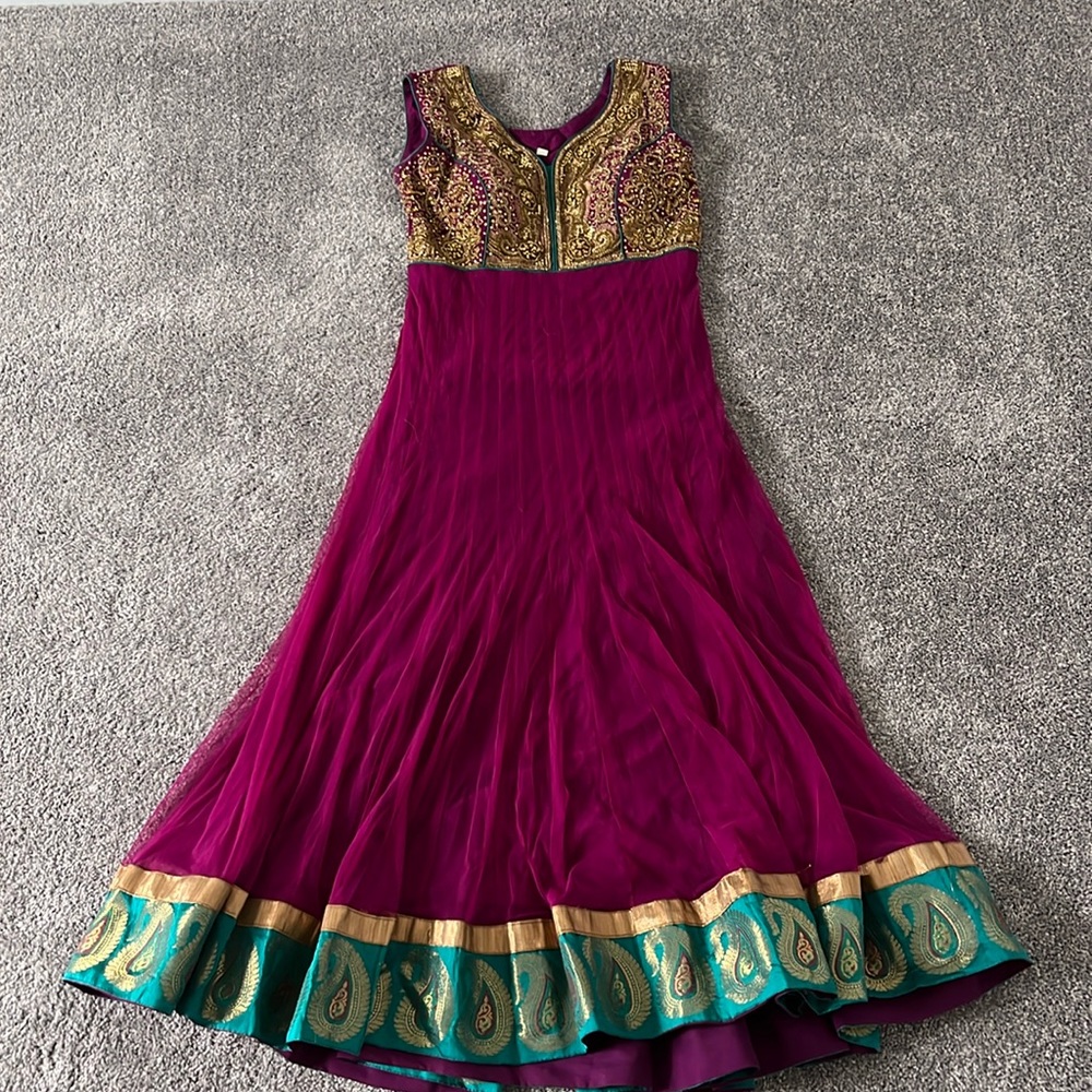 Purple Silk Indian Dress